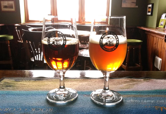 Cwtch cask ale (left) and Cwtch keg (right).