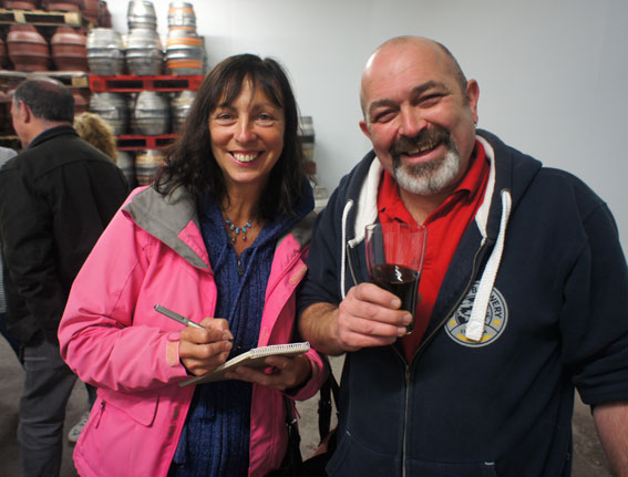 Kay Byrne from Swansea Camra interviews head brewer Dave Campbell.