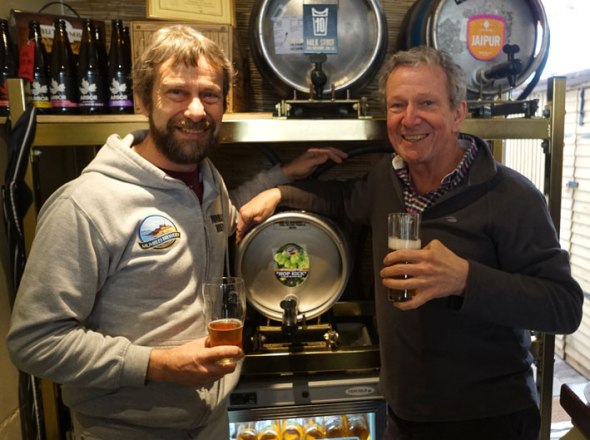 Mumbles Brewery's Rob Turner (left) with Rod Undy of Mumbles Ale.