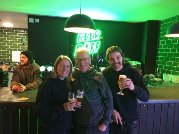 Jo and Richard Bennett, with Rhys Pillai (right)